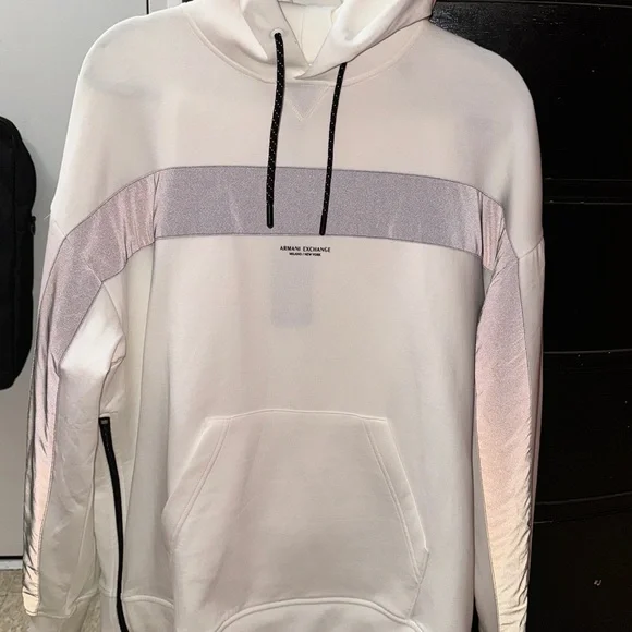 AX Armani Exchange Men'sReflective Sweatsuit, Offwhite, Lmsrp $320